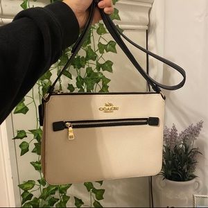 Coach cross body bag ivory and tan